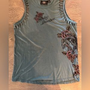 Harley Davidson women's large blue gray tank top